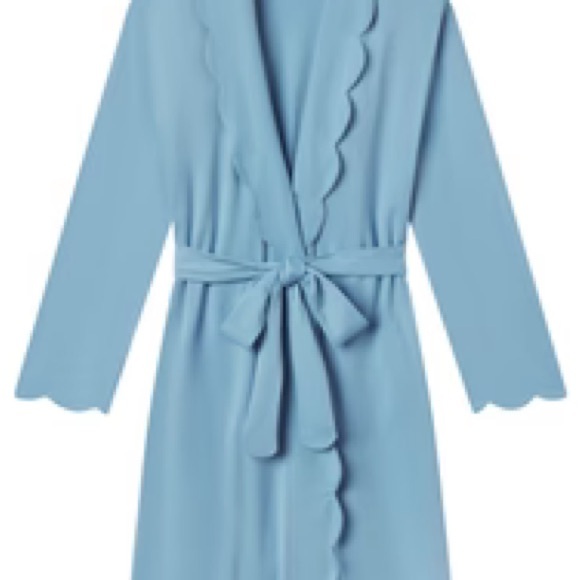 Pima Serene Blue Scalloped Matrnity Robe/ Post bump - Picture 2 of 2
